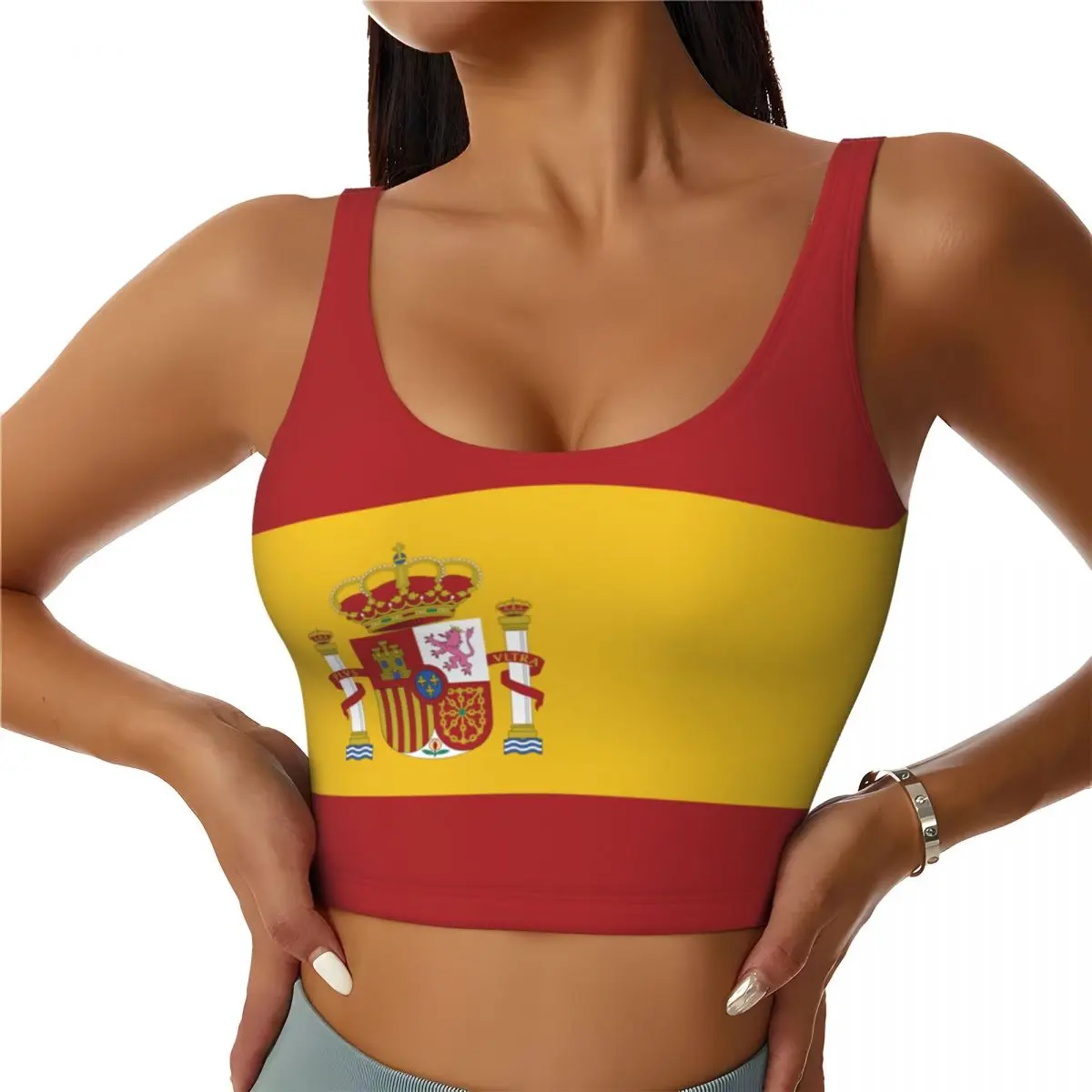 Yoga Và Fitness - Spain Flag Basic Tops Women Samba