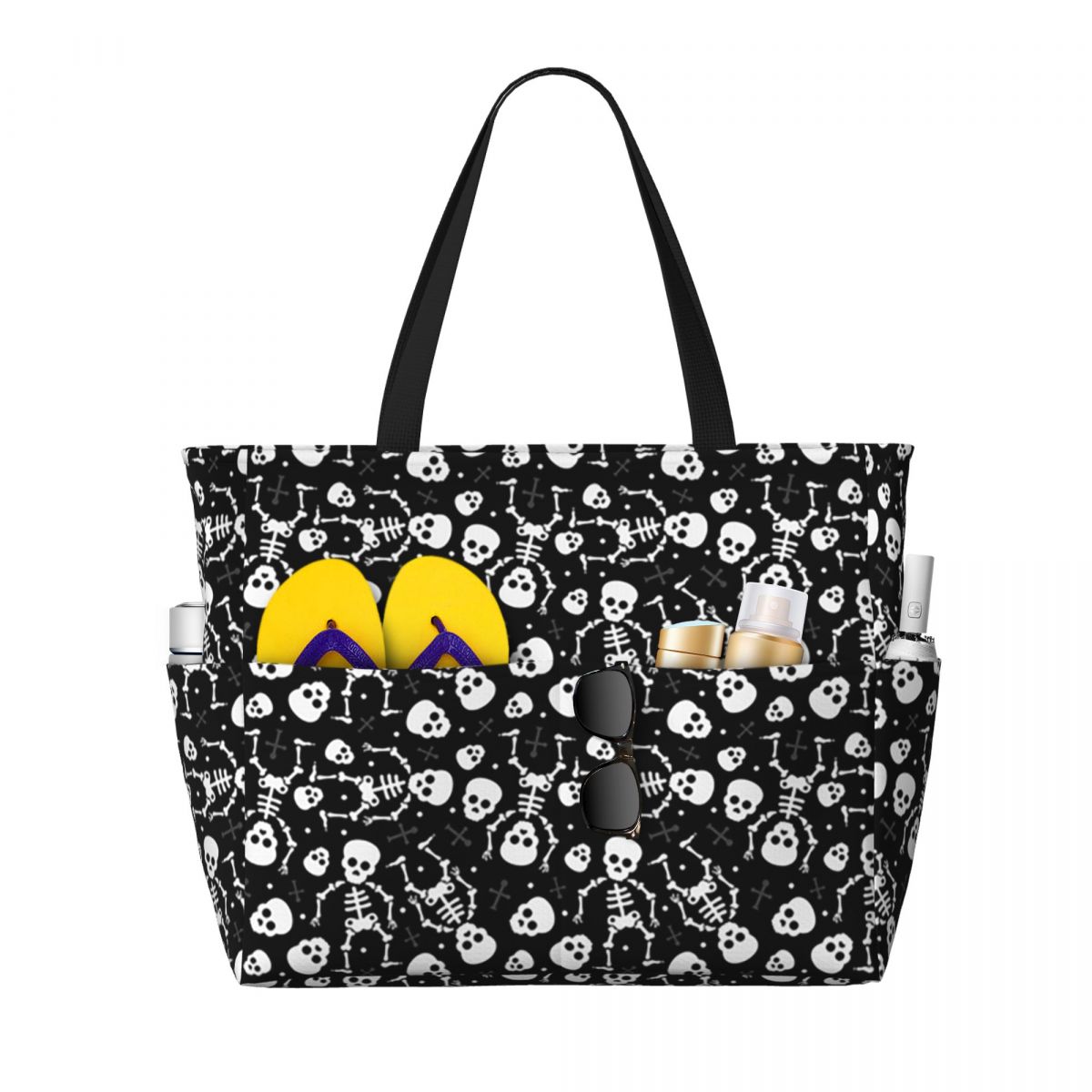 Yoga Fitness Tote - Skull Floral Rose Thorn Gothic Beach