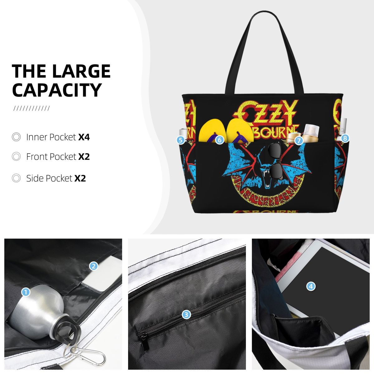 Ozzy Osbourne Rock Band Heavy  - đánh giá và giá Yoga Fitness Tote