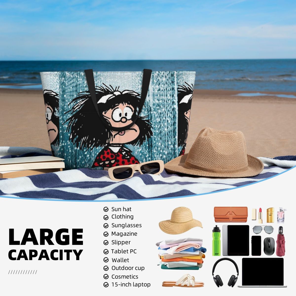 Mafalda Cute Beach Tote Bag Sp - đánh giá và giá Yoga Fitness Tote