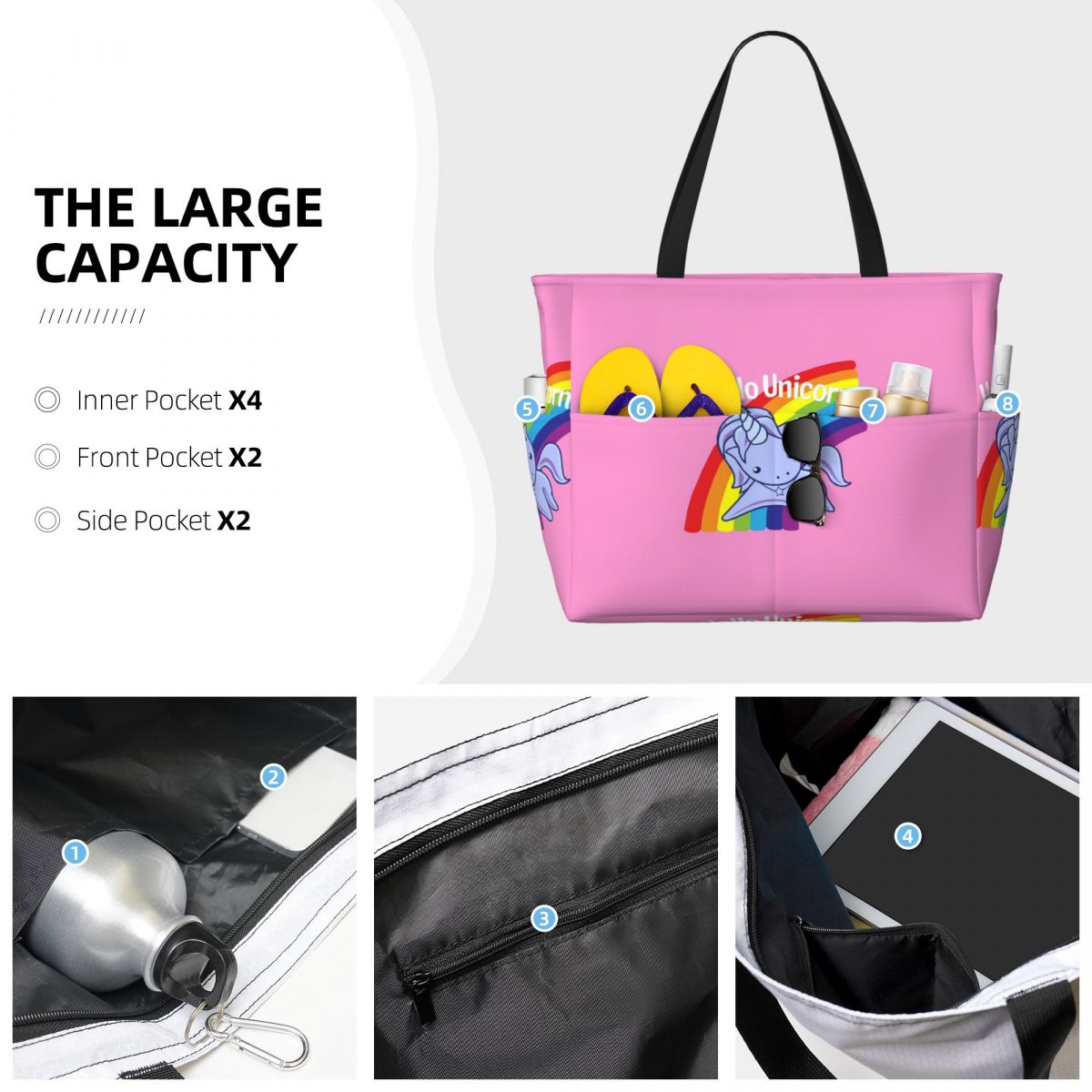 Hello Unicorn Beach Tote Bag S - đánh giá và giá Yoga Fitness Tote