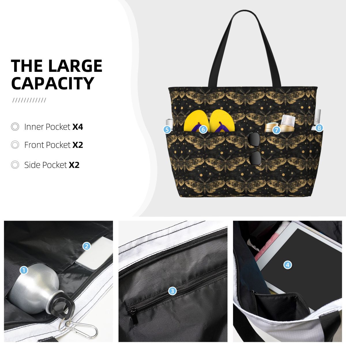 Moth Wings 5 Beach Tote Bag Sp - đánh giá và giá Yoga Fitness Tote